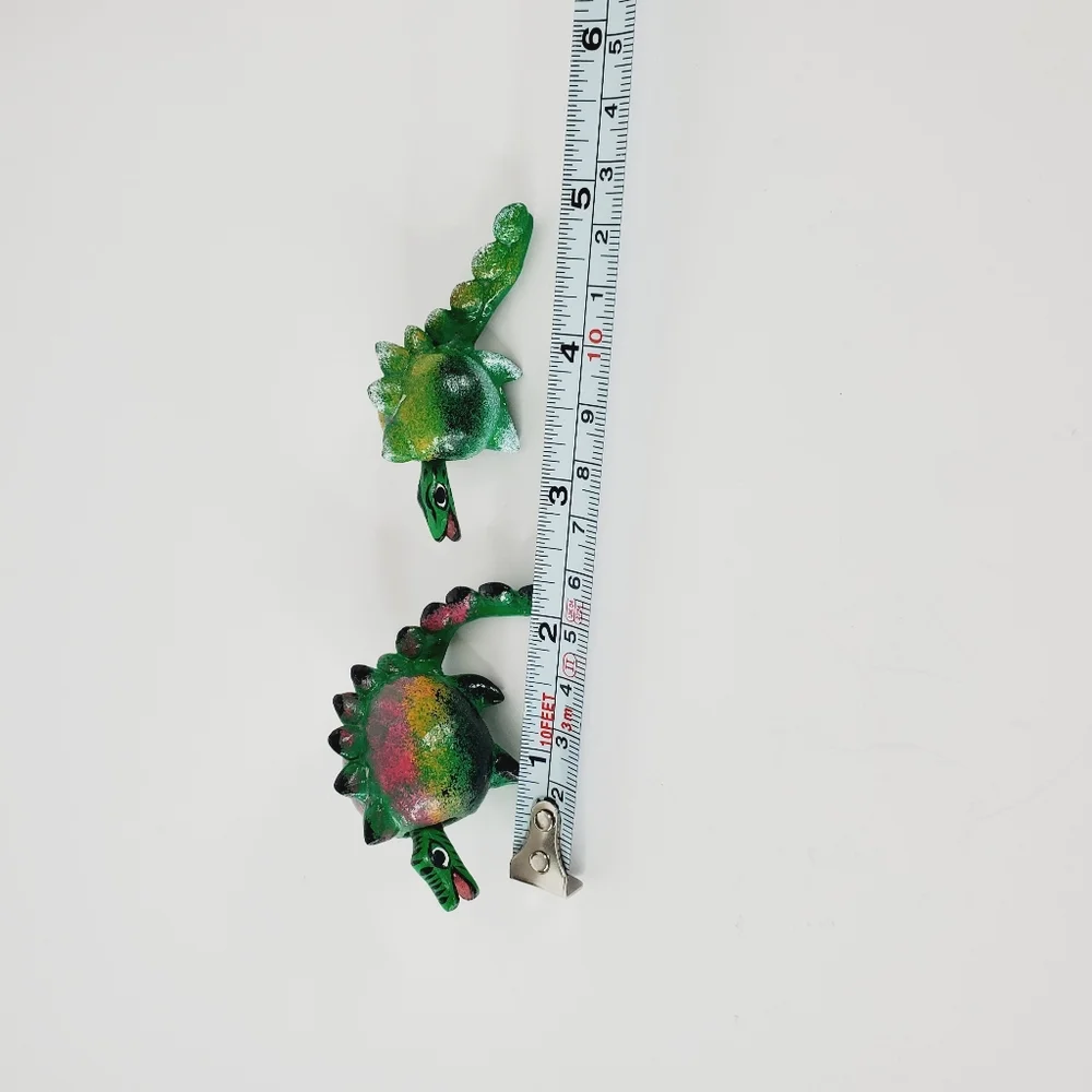 Vintage TONALA Mexico Small Animal Bobble Head Creatures Dragons Set of 2 - Picture 3 of 5